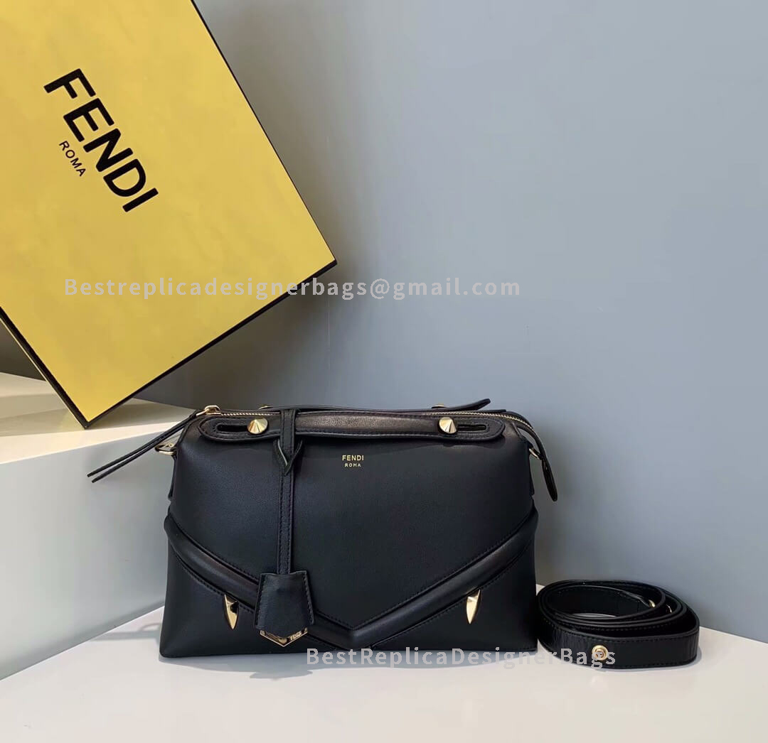 Fendi By The Way Medium Black Leather Boston Bag 1149S